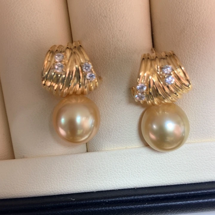 银S925镶嵌耳饰海水珍珠