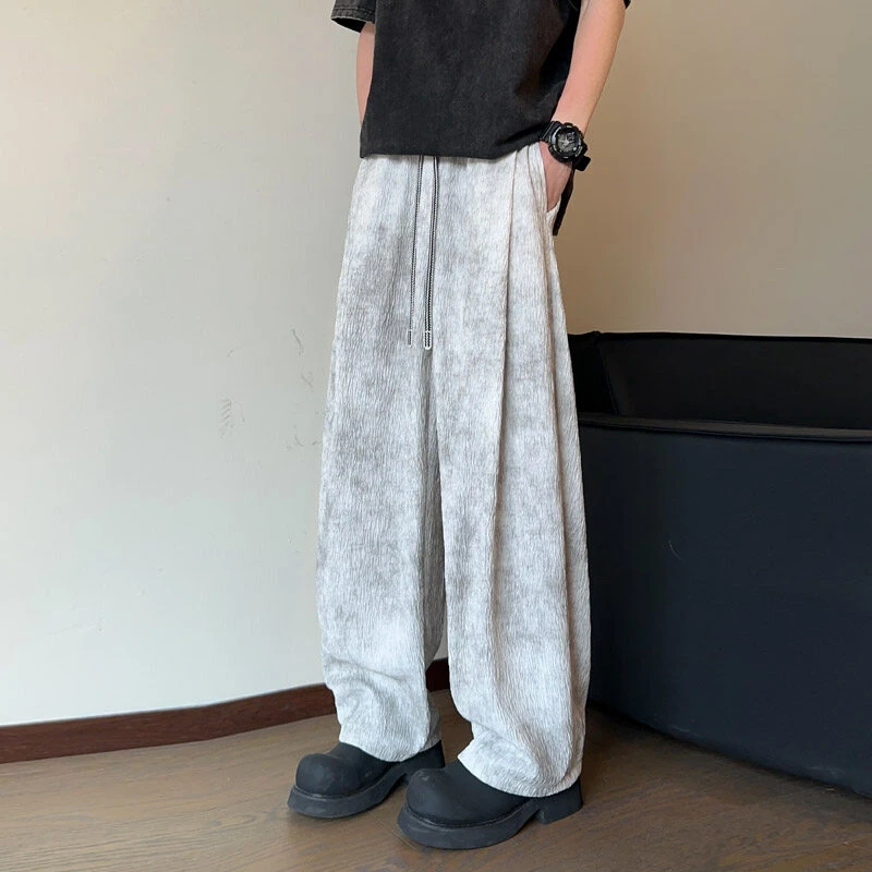 PLQV新款美式冰丝宽松直筒裤垂感休闲裤运动裤大码情侣装潮流宽松