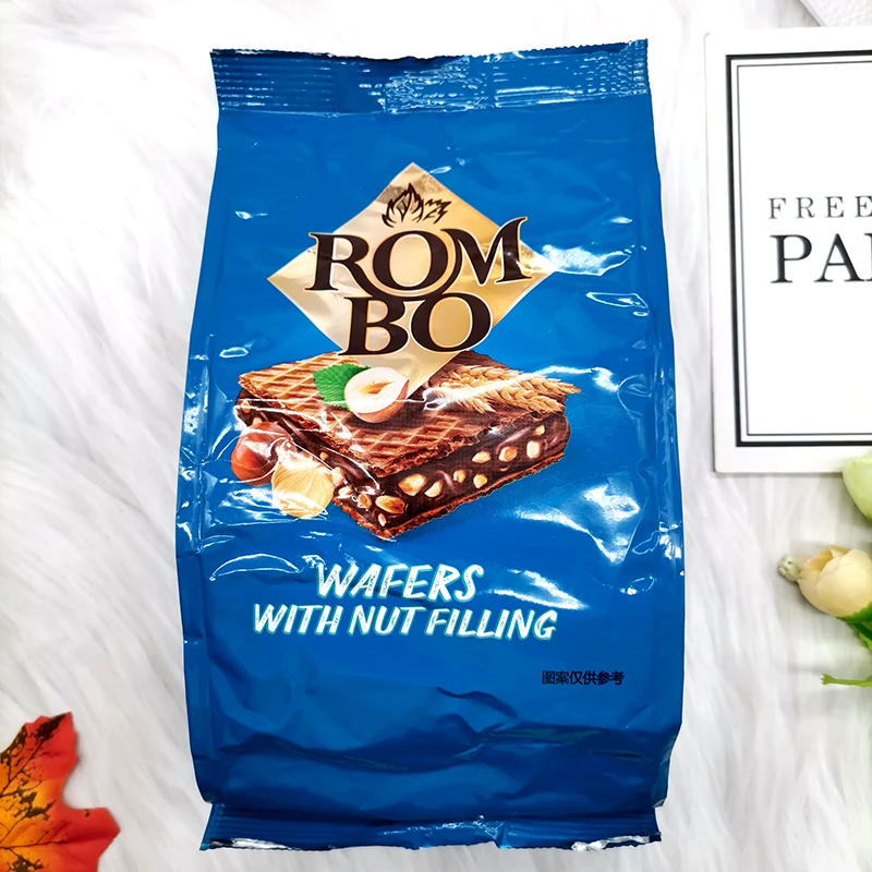 俄罗斯进口榛仁威化200g巧克力夹心果仁威化饼干酥脆浓香零食休闲