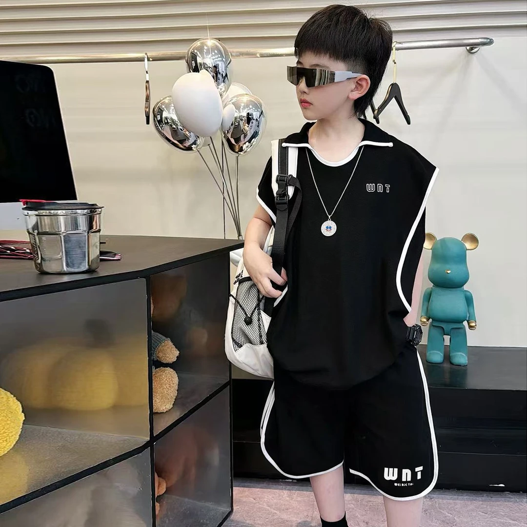 【2025设计师款套装】儿童时尚帅气夏季新款套装运动痞帅百搭两件套
