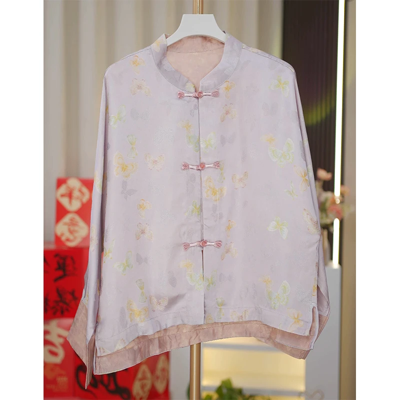 粉彩蝶-新中式薯莨老料香云纱女上衣外套