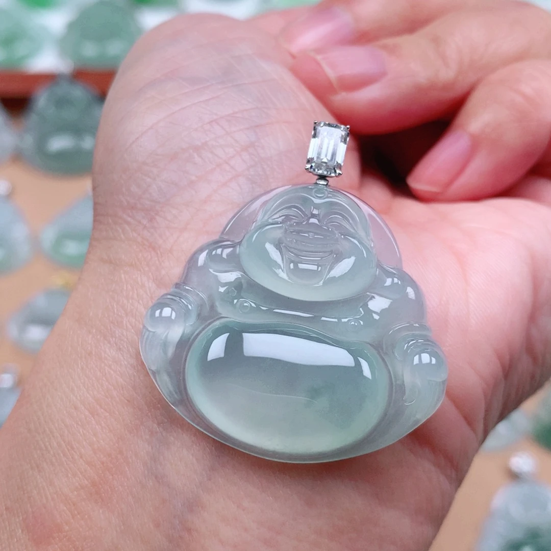 L*** 翡翠18K金镶嵌吊坠(不含链)