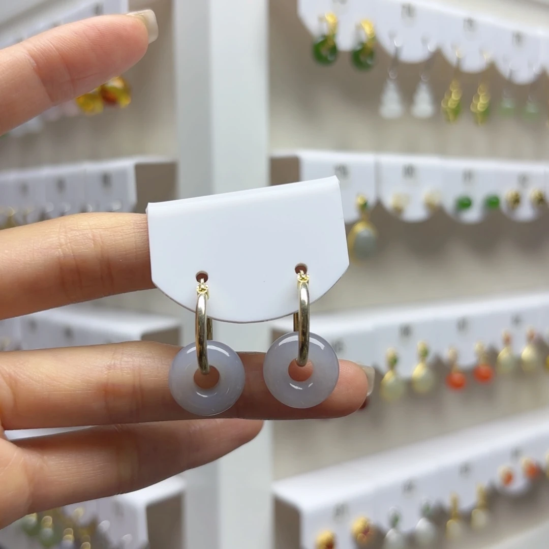 和田玉银S925镶嵌耳饰