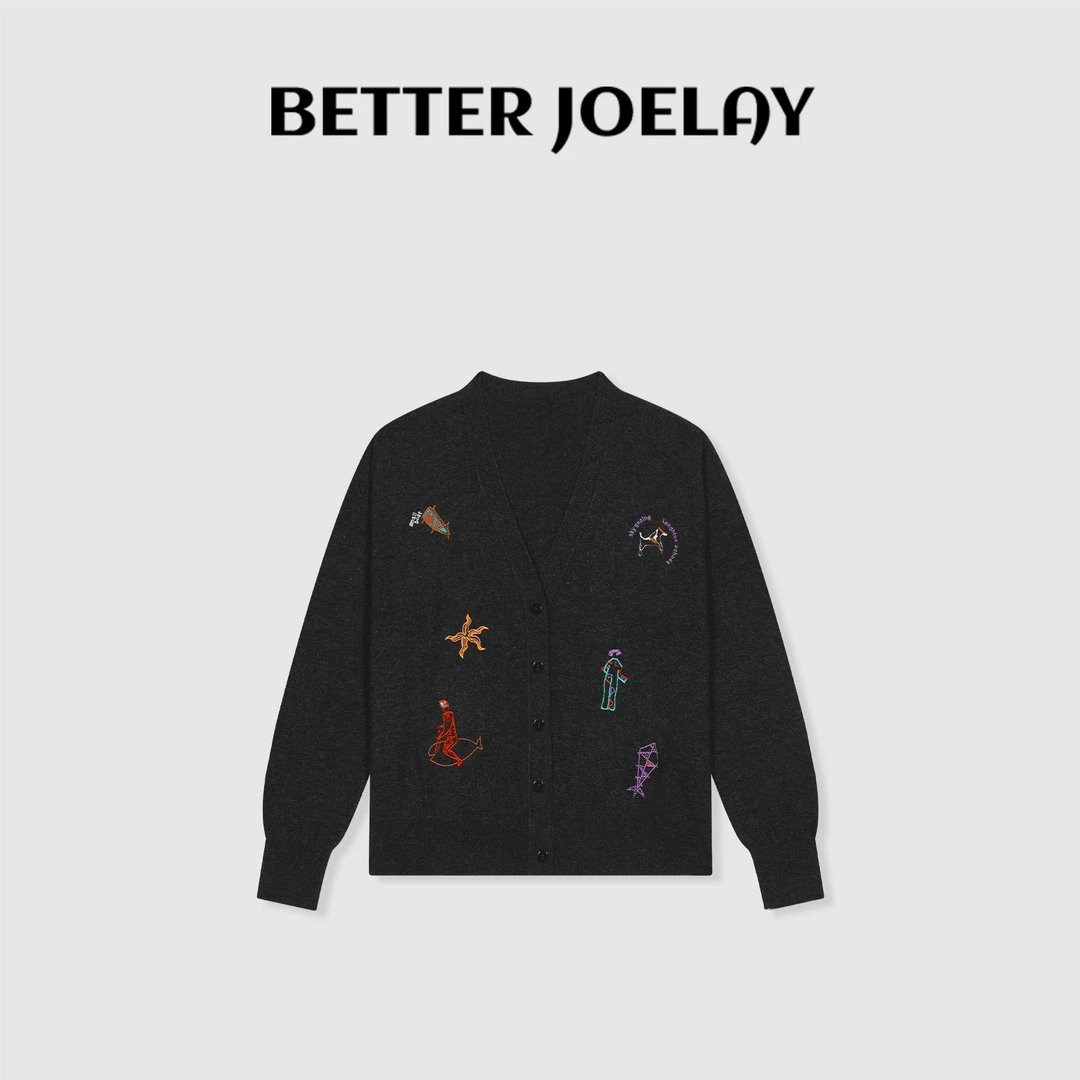 BETTER JOELAY-【灰底彩秀】绵羊毛时尚针织毛衣个性慵懒LL5977