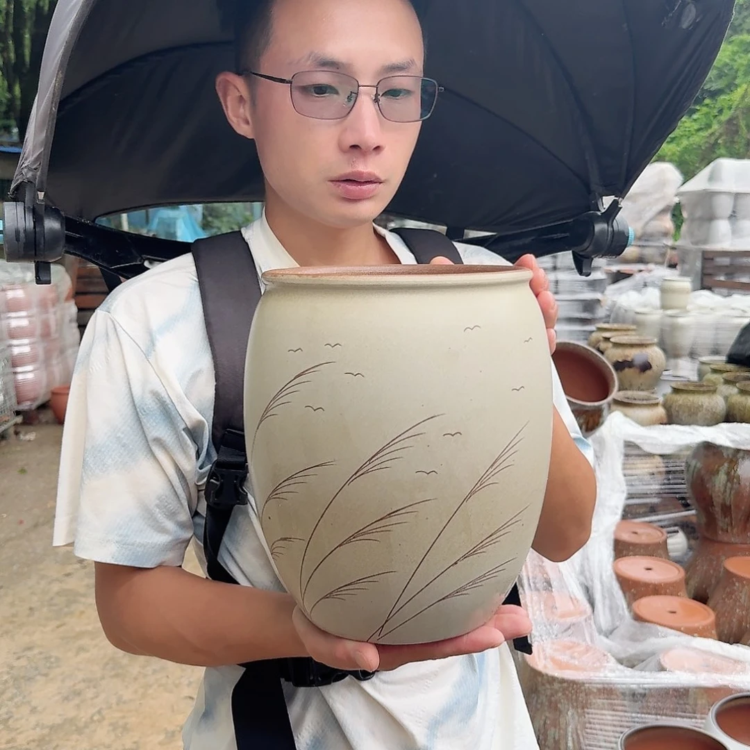 紫砂花盆口19高25（一个芦苇