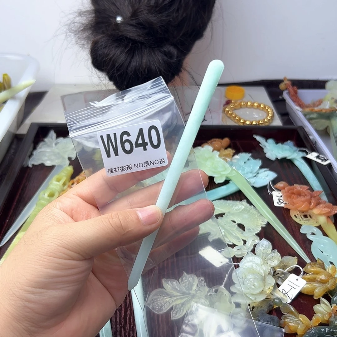 蛇纹石玉合金发饰芒***8
