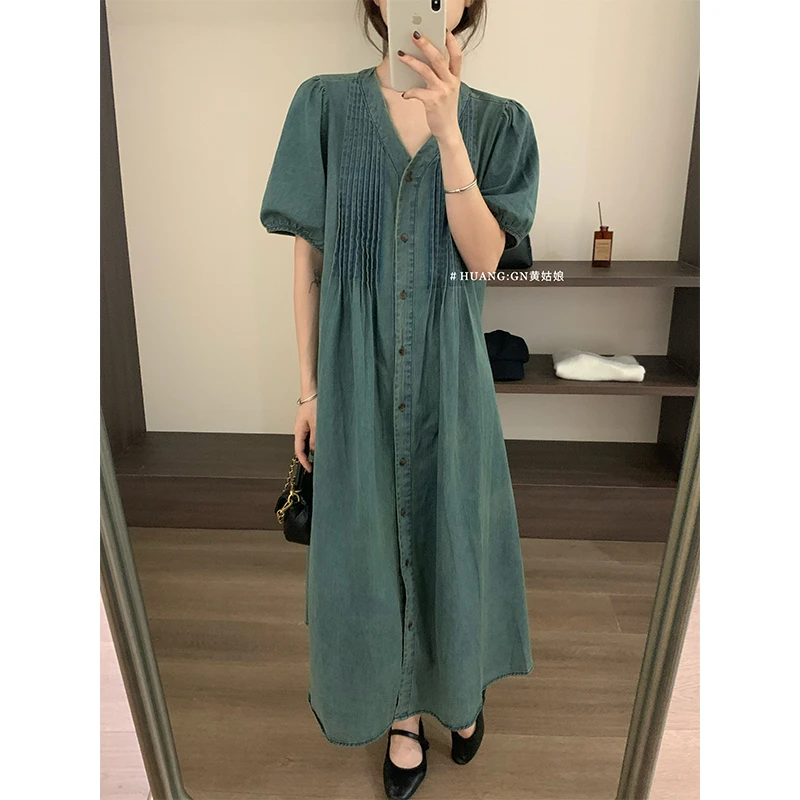 (清清)V领牛仔连衣裙-1153