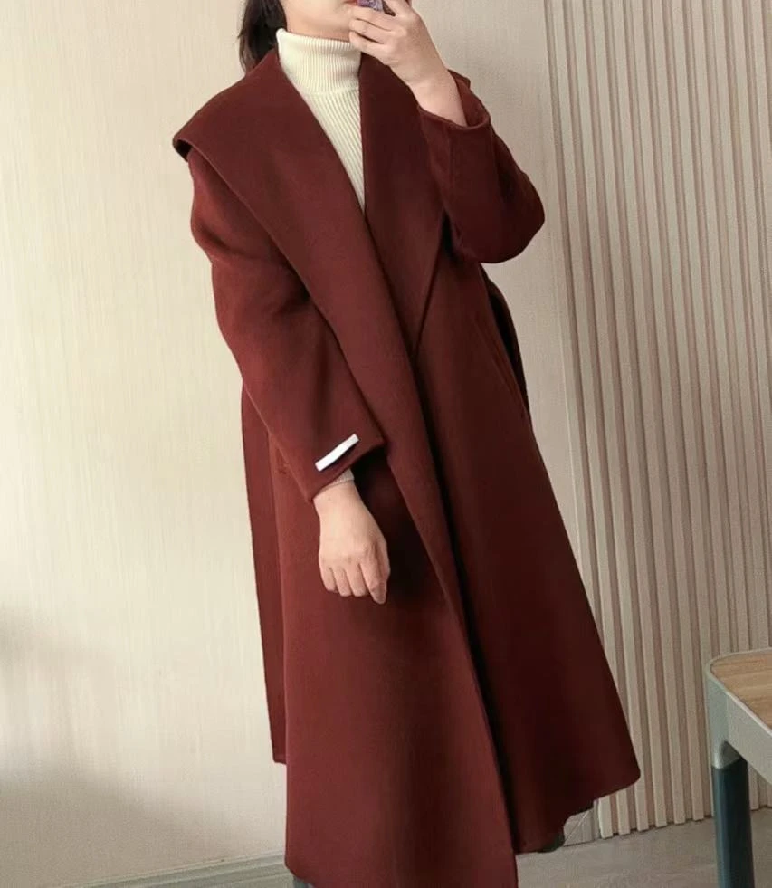 长款双面尼大衣女款2025新款外套气质大衣