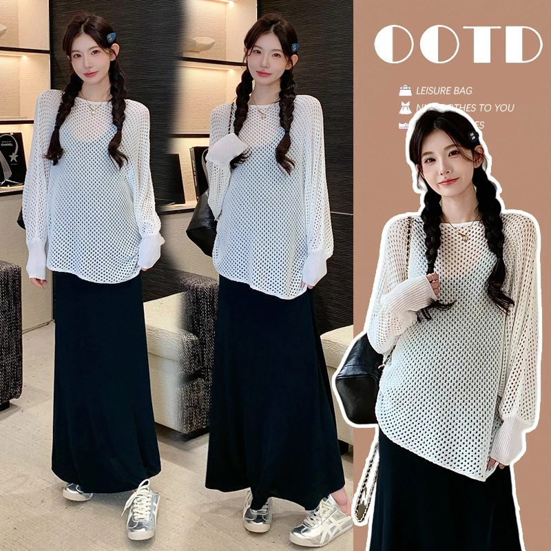 时髦孕妇装夏装新款爆款洋气韩版修身显瘦辣妈吊带连衣裙防晒罩衫