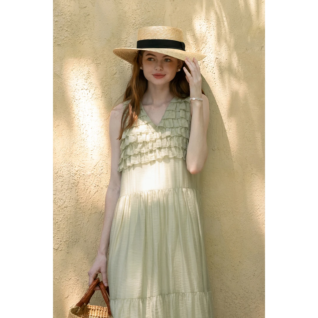 MELLIIY新款法式温柔重工设计无袖蛋糕连衣裙53248222