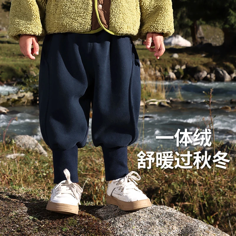 CICIIBEAR/齐齐熊松紧休闲风宽松童装加绒长裤休闲裤中性Q101280