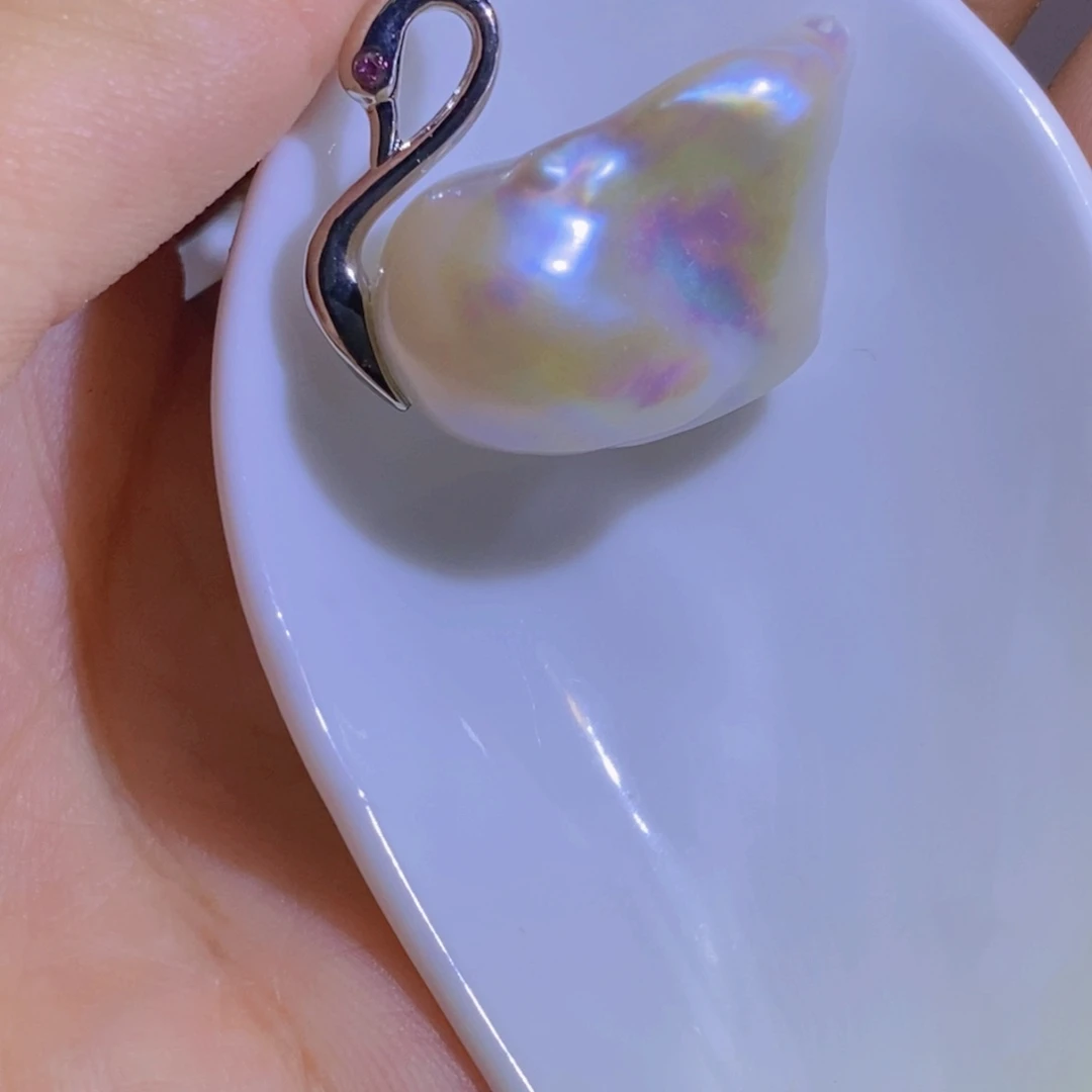 银S925镶嵌淡水珍珠天然淡水珍珠无染色无优化