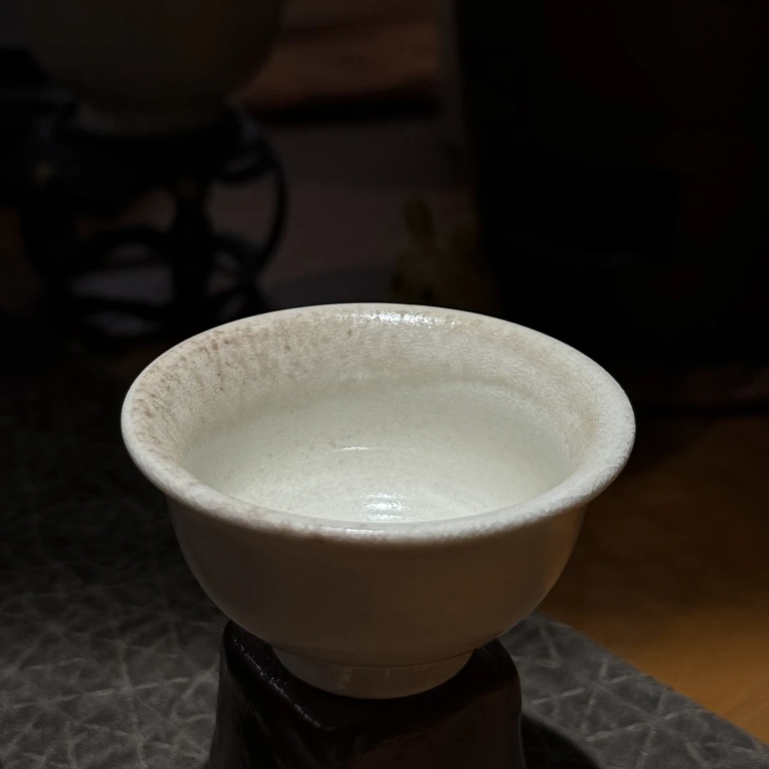 谢加阔柴烧玉白小压手杯手工40ml