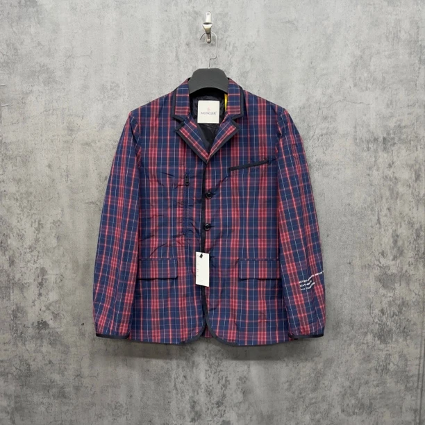 未使用 MONCLER 蒙口藤原浩科技刺绣Logo袖标格纹夹克/W0377/2