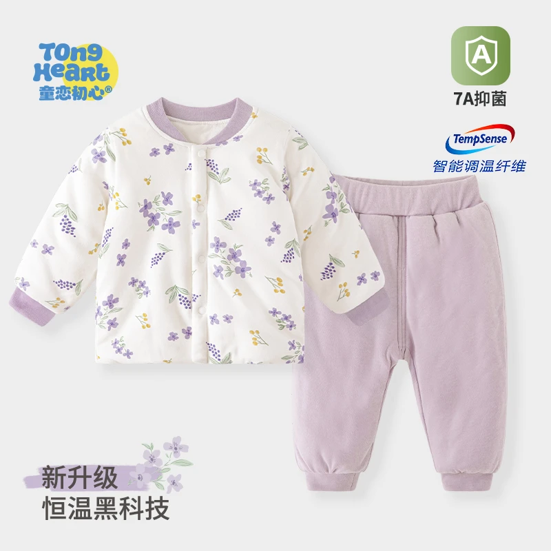 婴幼儿棉服套装冬装女宝宝保暖加厚儿童棉衣棉裤秋冬分体夹棉衣服