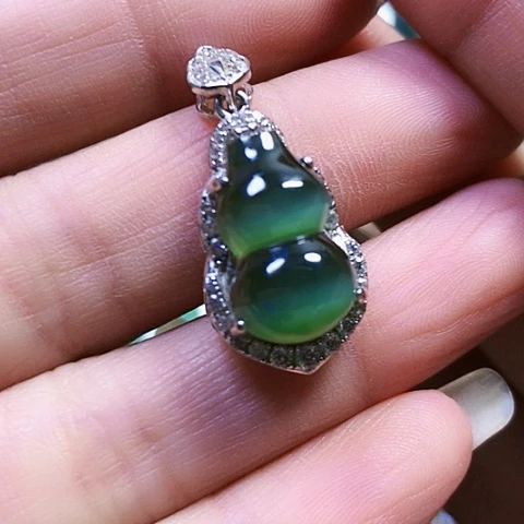 和田玉银S925镶嵌挂件