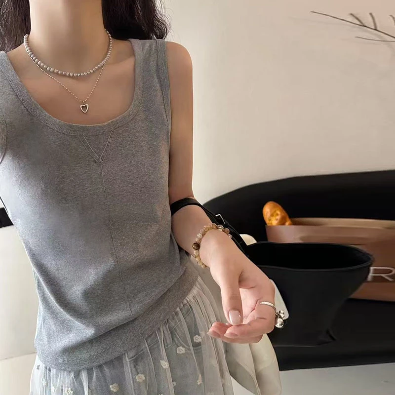 2025早秋新款高品质高弹精梳纯棉背心马夹百搭内衣时尚高级百搭