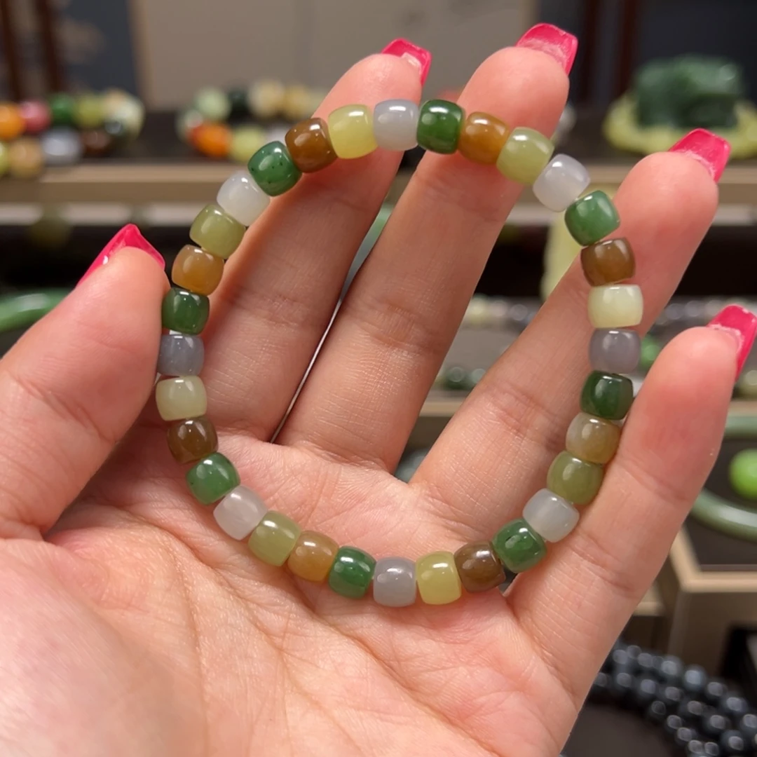 和田玉未镶嵌颈饰7毫米多宝直切