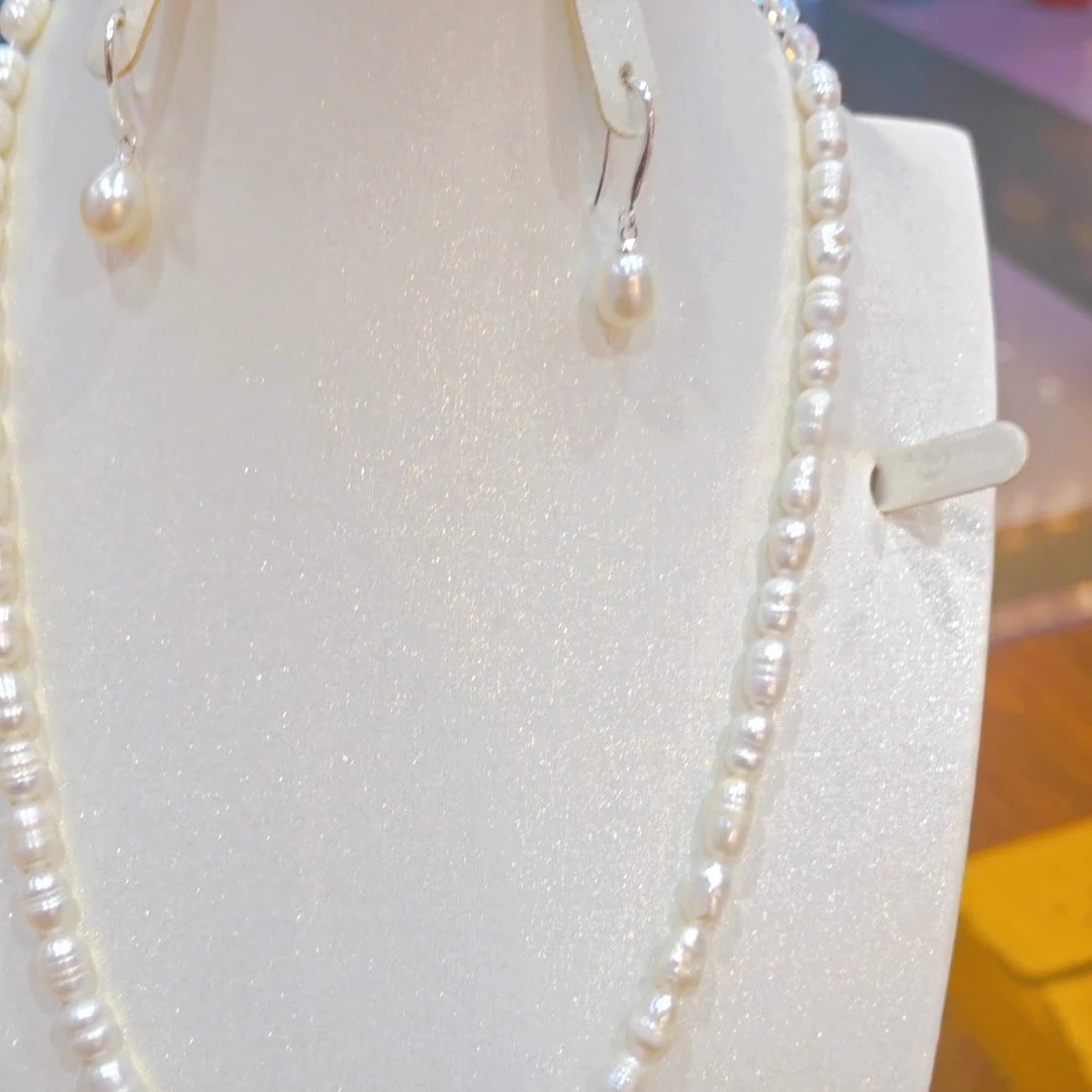 非金属仿珍珠项链 淡水白巴洛克珍珠戒指 手势指环16-17MM