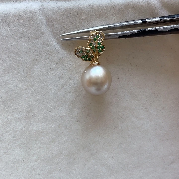 吊坠(不含链)银S925镶嵌海水珍珠