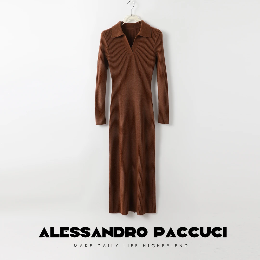 【孤品不退换】24542X高克重羊毛羊绒 stoll纸片人针织裙