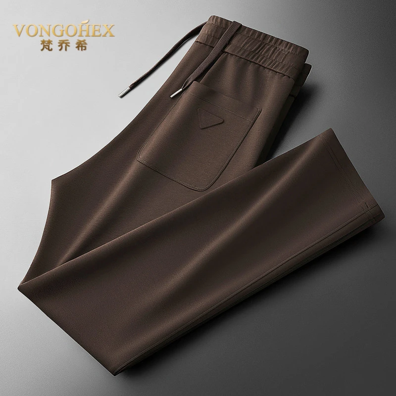 VONGOHEX加绒直筒休闲裤男士秋冬保暖卫裤意式轻奢云感直筒长裤子