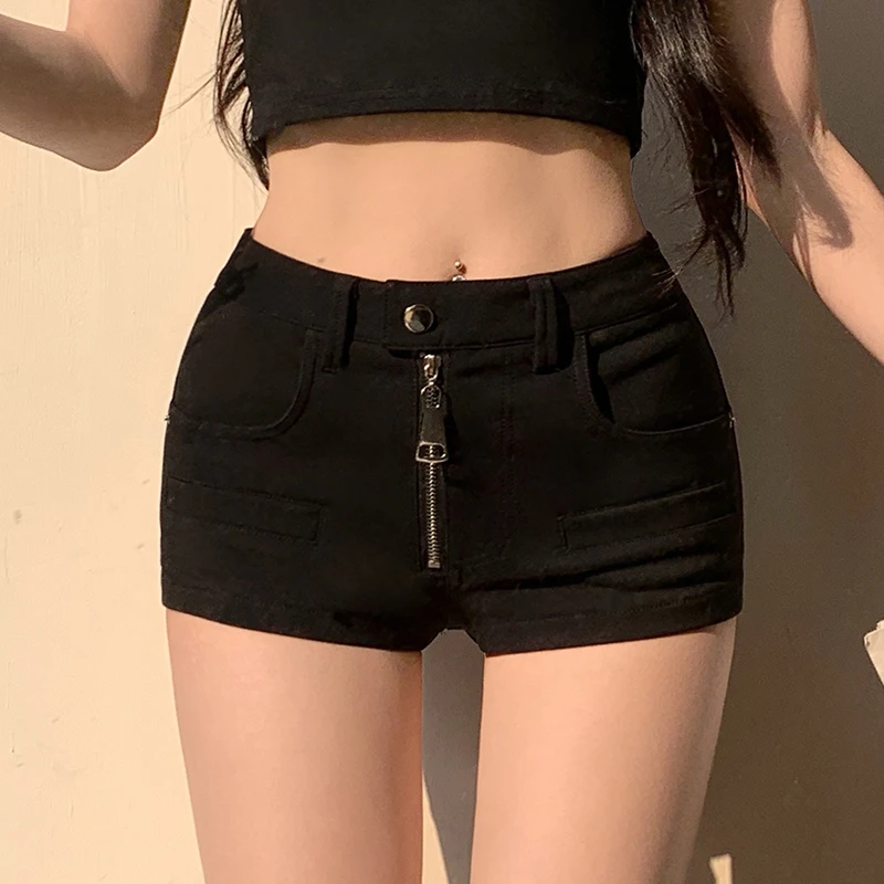 辣妹性感紧身百搭热裤弹力直筒裤子小个子显高超短裤女夏季高腰