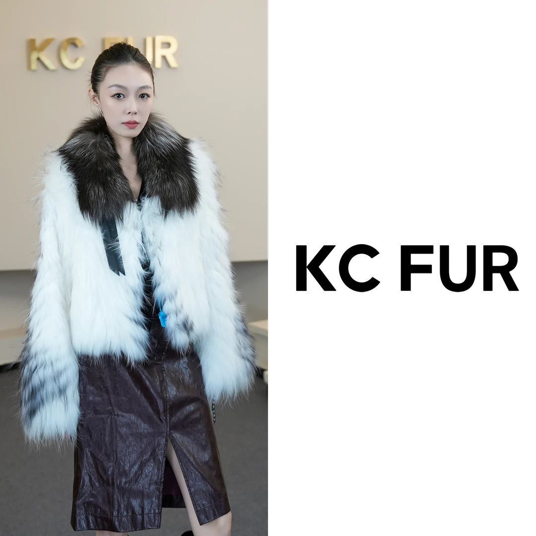 KC【天然皮草】大翻领短款长袖娃娃领貉子毛皮草毛毛外套25ZM06