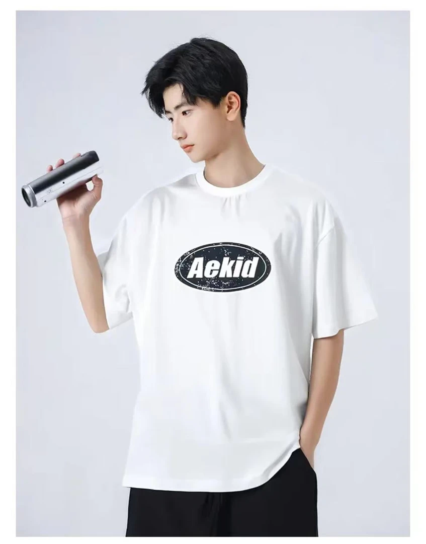 098白色青少年时尚潮流休闲短袖T恤