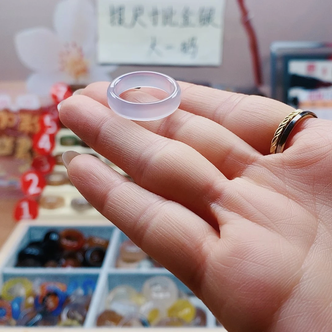 玛瑙/玉髓戒指未镶嵌雪*