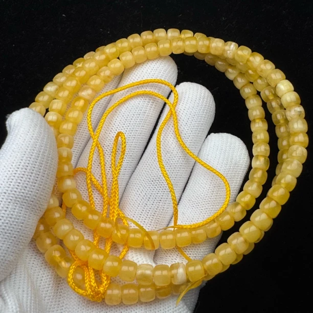 R2720天然俄料蜜蜡 108脖挂长串5.5x4.4mm克抖音基地质检发货
