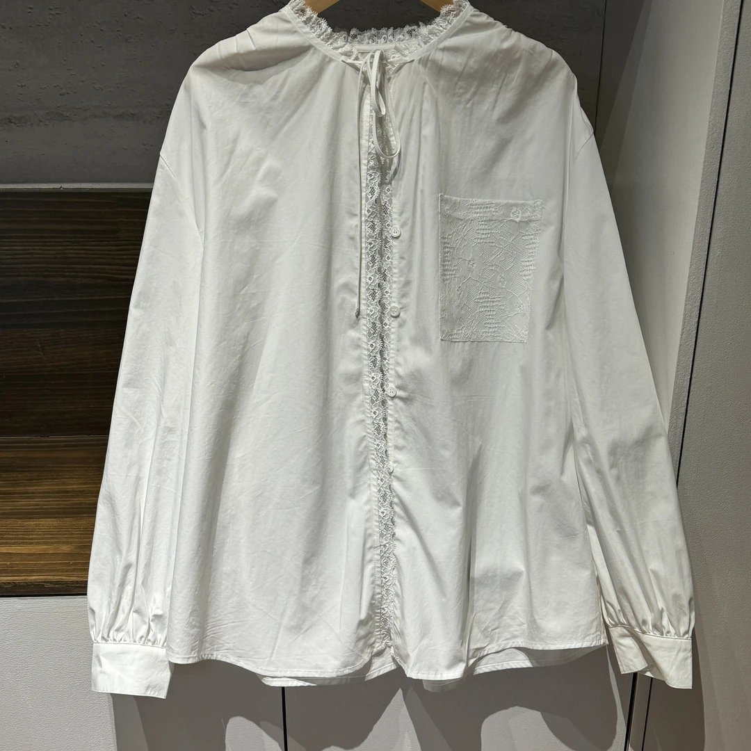 JIUJIU【白色幻想】通勤百搭小众设计感拼接衬衫上衣女