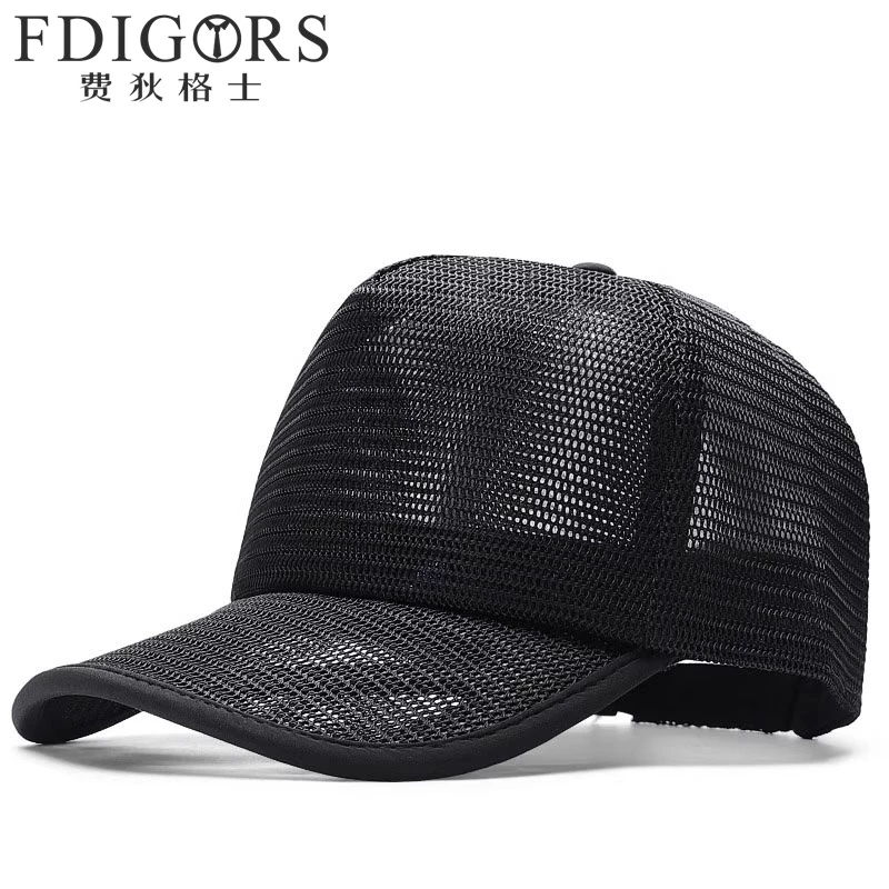 FDIGORS大头围高顶帽子男款黑色透气遮阳防晒鸭舌帽网眼棒球帽