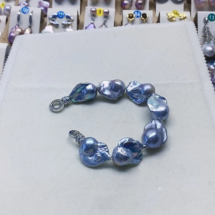 银S925镶嵌耳饰淡水珍珠风****过