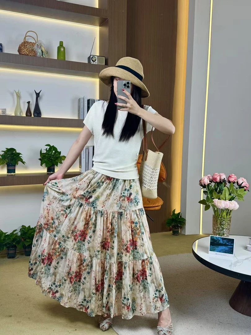 A Q3157 夏季新款2025气质显瘦小众半身A字大摆裙