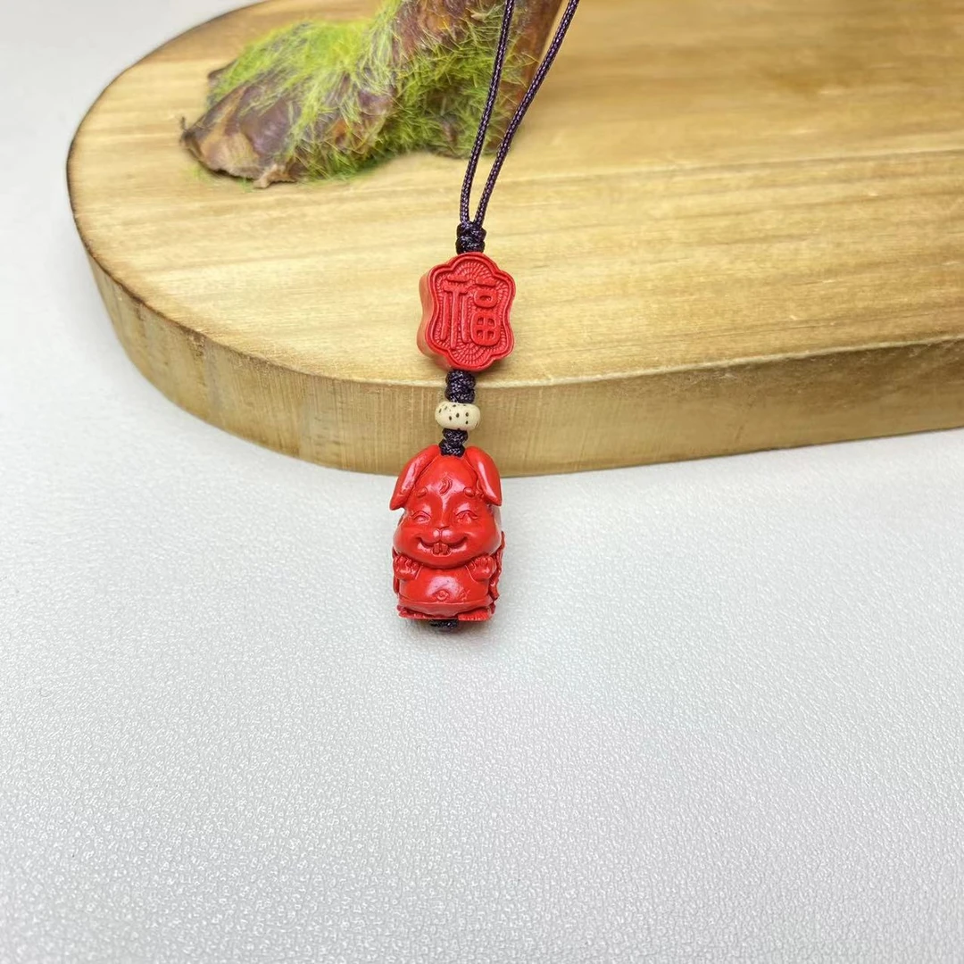 含辰砂工艺品高含量朱砂红砂设计款十二生肖手机挂·保真朱砂挂件