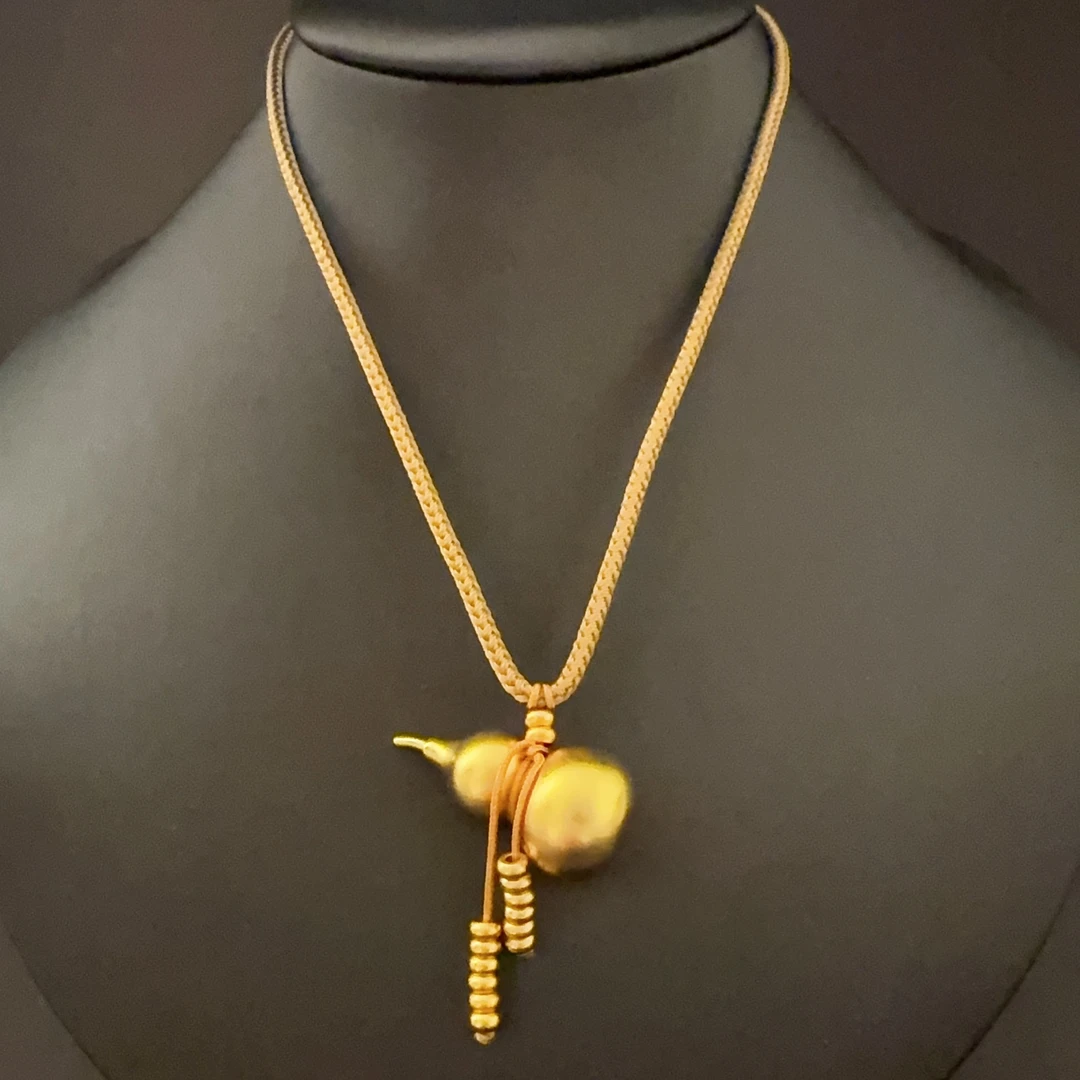 合金吊坠 金店同款古法福禄生财葫芦流苏吊坠项链素面福字毛衣链