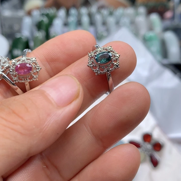 水晶戒指合金天然碧玺