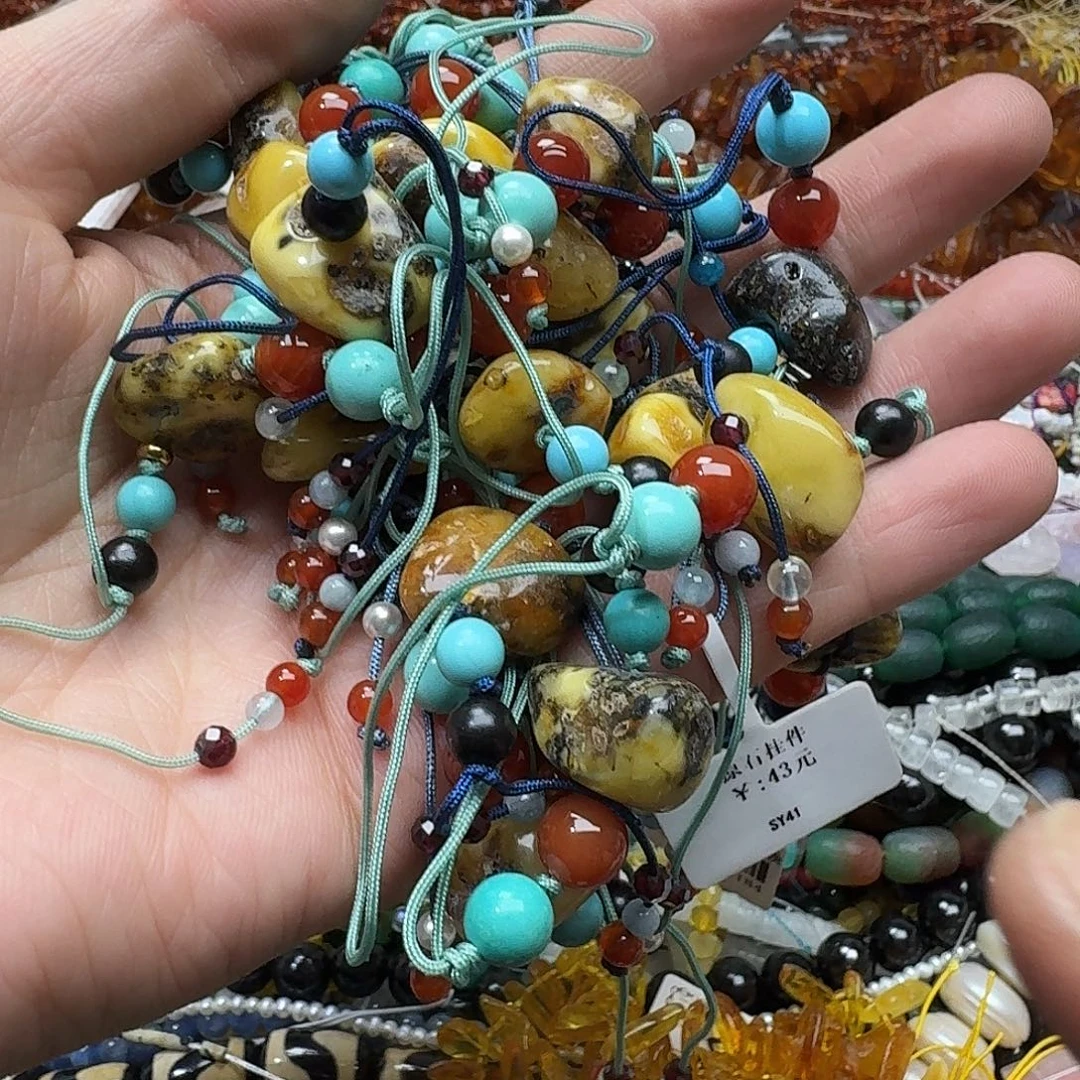 玛瑙/玉髓合金珠宝半成品一条蜜蜡手机挂