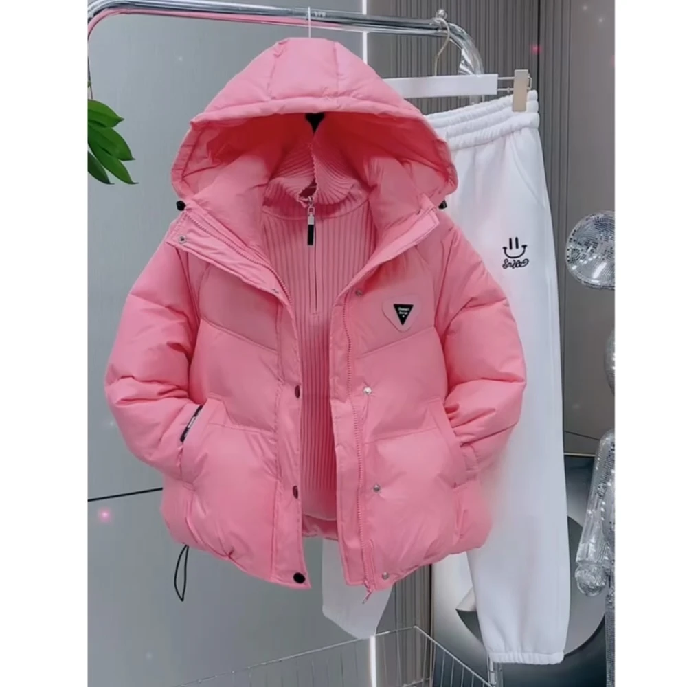 糖果色连帽短款厚实保暖羽绒棉服女2025冬季新款好看洋气百搭棉袄