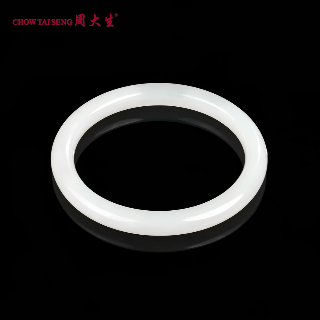 周大生 【同心圆】天然和田玉白玉手镯美人条镯子多样性发货Z0SZ017