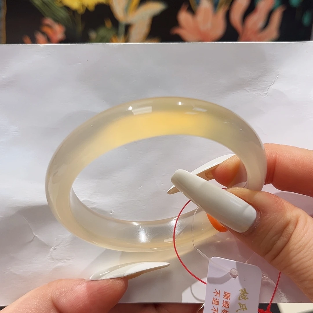 手镯玛瑙/玉髓未镶嵌12.6宽8厚一口糖色 金点包容 龙鳞纹