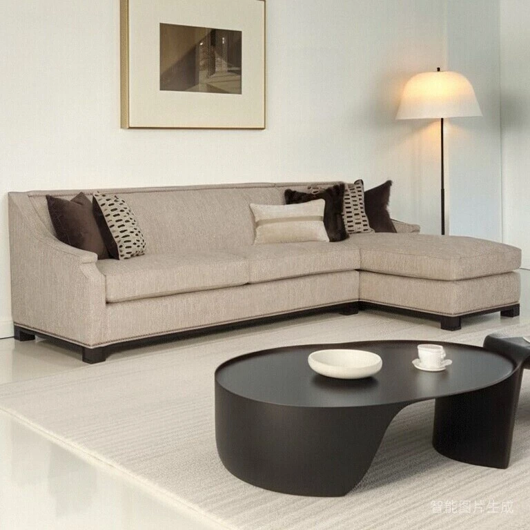 原装进口正版现货美式简约时尚休闲米色布艺客厅转角组合沙发