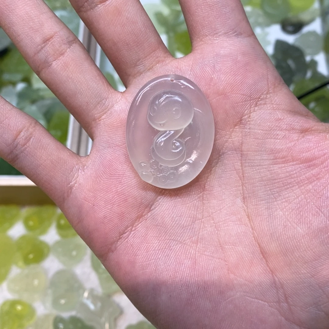 岫玉银S925镶嵌吊坠(不含链)