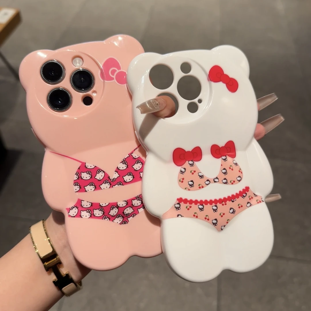比基尼KT猫小熊壳适用iPhone16/15promax手机壳苹果14/13/12女11