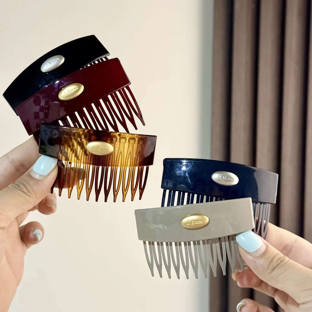 东大门 韩国小金标发梳气质洋气新款半扎碎发夹韩版小众发饰1044