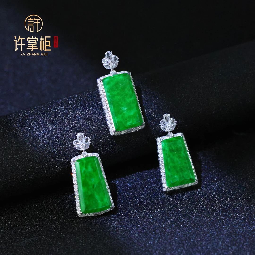 YGY｜18K金翡翠方牌吊坠天然缅甸翡翠A货配饰单个多样性随机发货