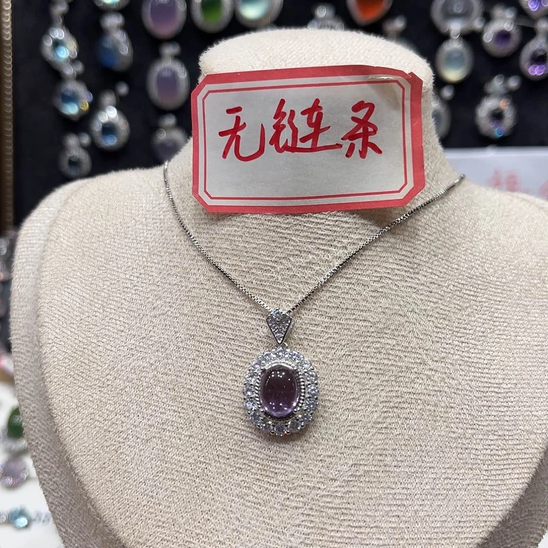 银S925镶嵌蛇纹石玉吊坠