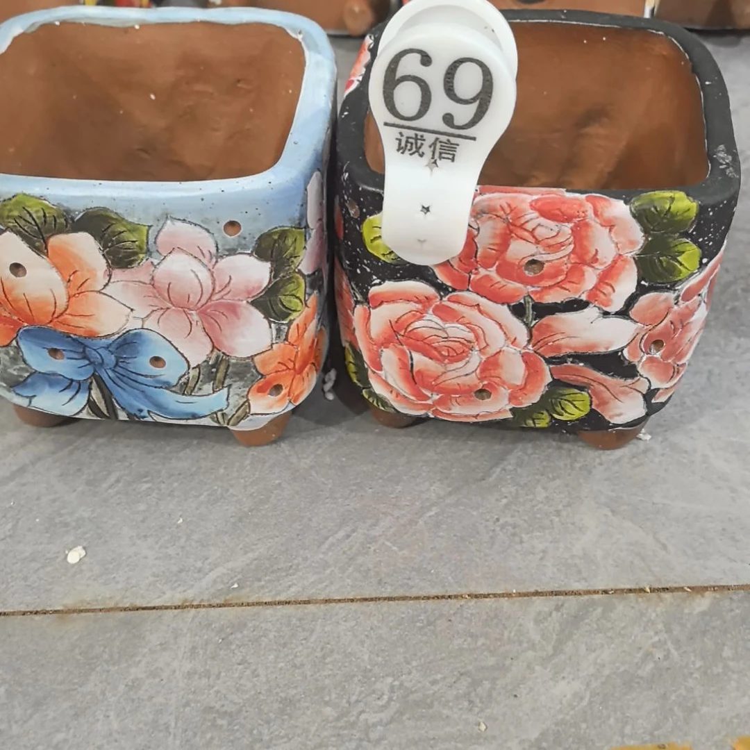 红泥花盆景德镇陶瓷