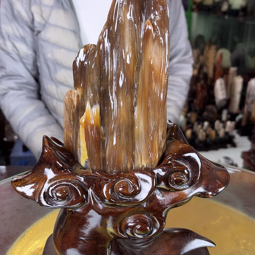 缅甸天然树化玉摆件